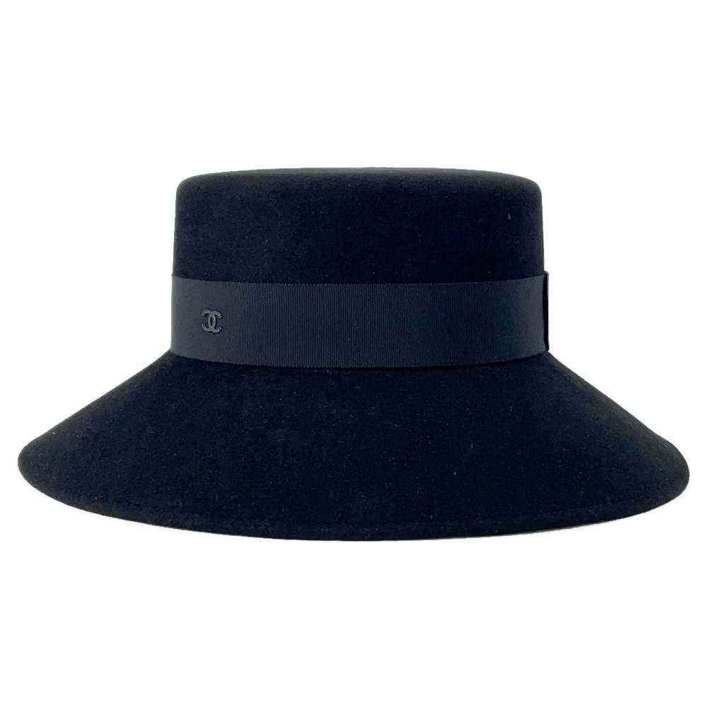 CHANEL hat Size M Black Lapin 100%