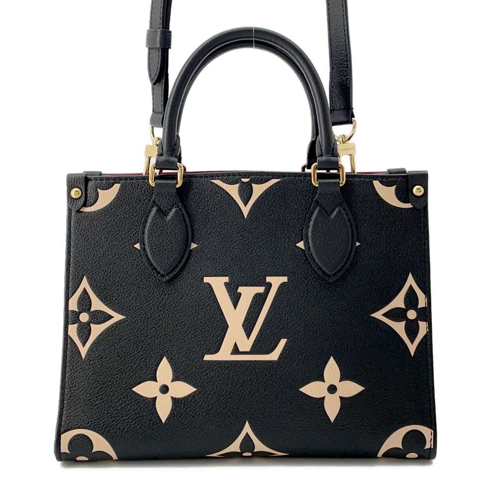 LOUIS VUITTON Onthego Noir/Beige M45659 Bicolor Monogram Empreinte Leather Size PM