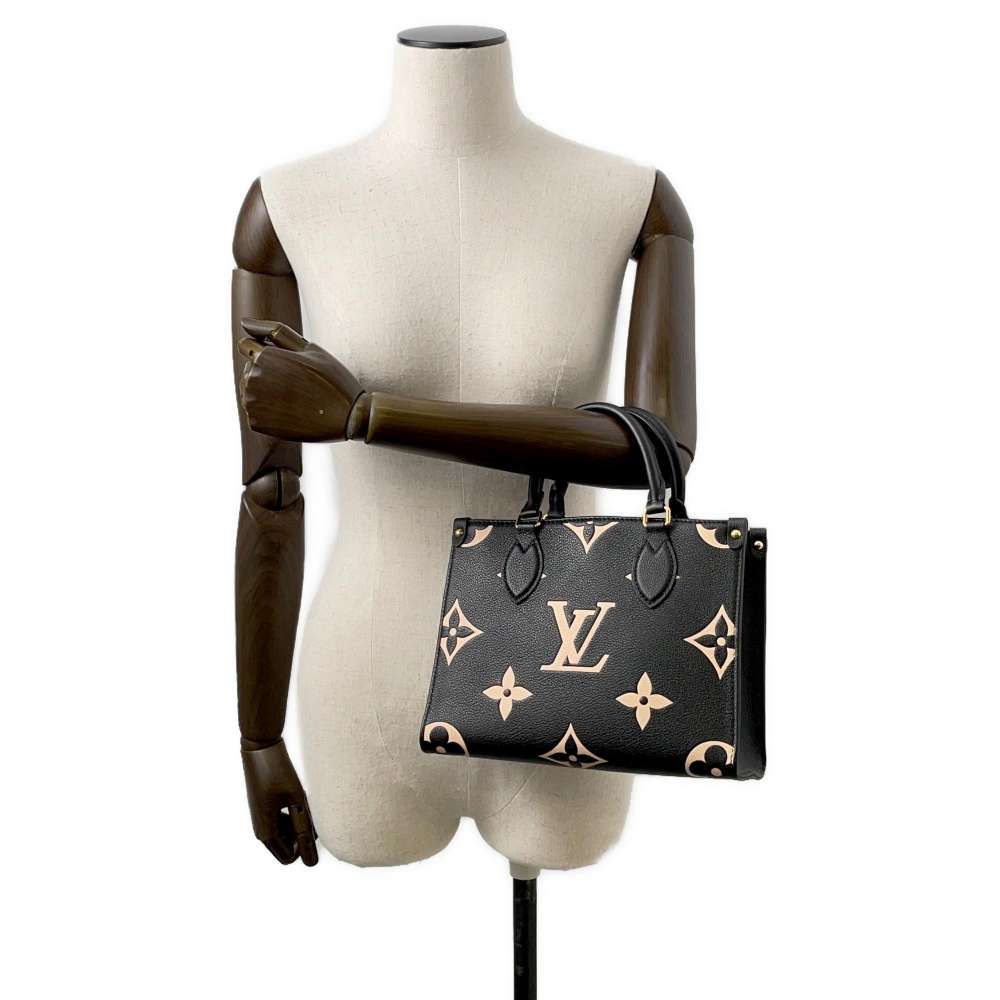 LOUIS VUITTON Onthego Noir/Beige M45659 Bicolor Monogram Empreinte Leather Size PM