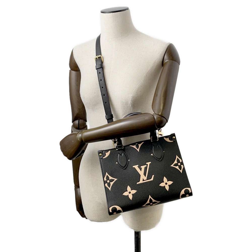 LOUIS VUITTON Onthego Noir/Beige M45659 Bicolor Monogram Empreinte Leather Size PM