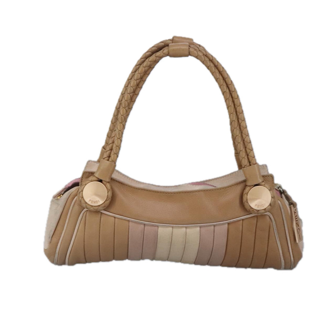 FENDI Hand Bag Leather Beige 99133