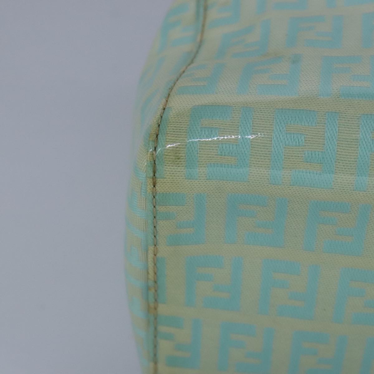 FENDI Zucchino Canvas Hand Bag Patent leather Green 99134