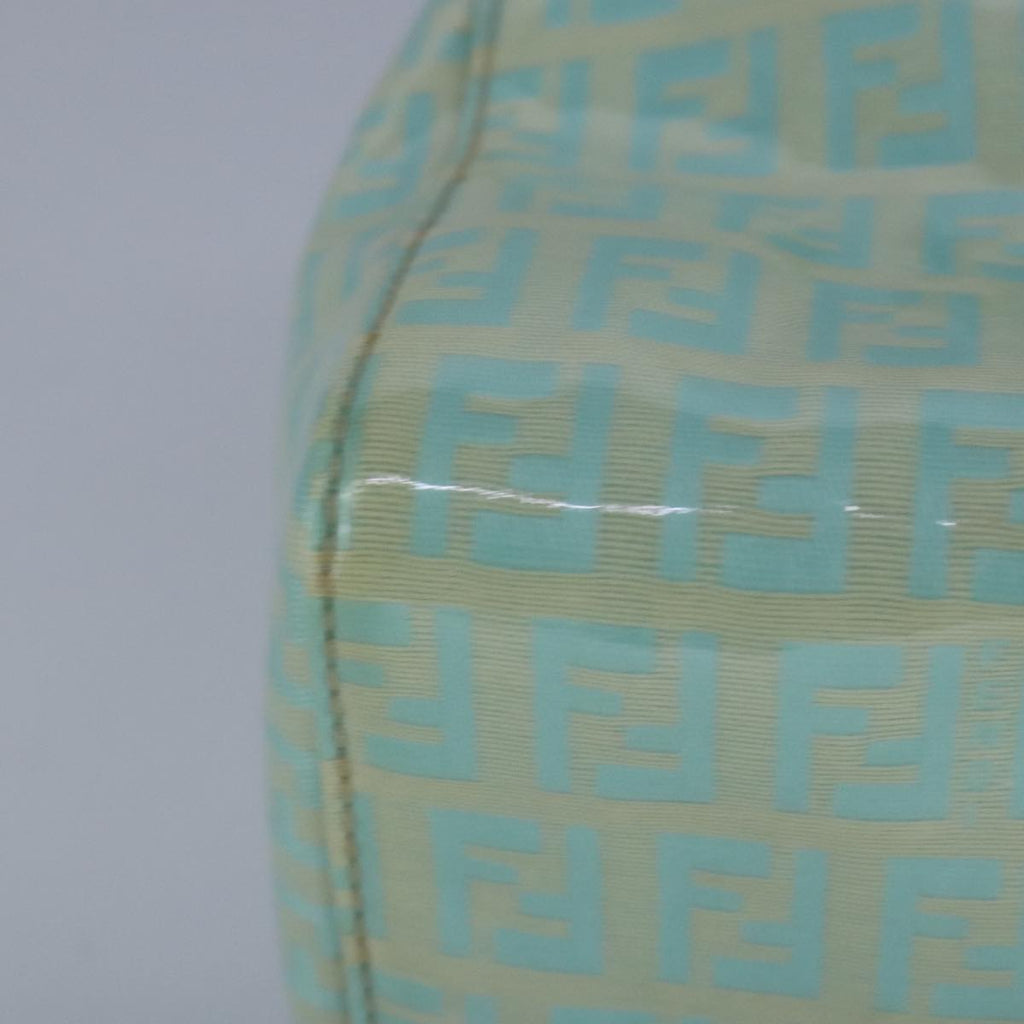 FENDI Zucchino Canvas Hand Bag Patent leather Green 99134