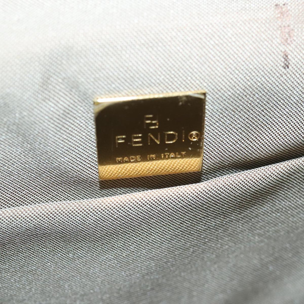 FENDI Zucchino Canvas Hand Bag Patent leather Green 99134