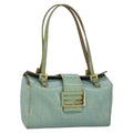 FENDI Zucchino Canvas Hand Bag Patent leather Green 99134