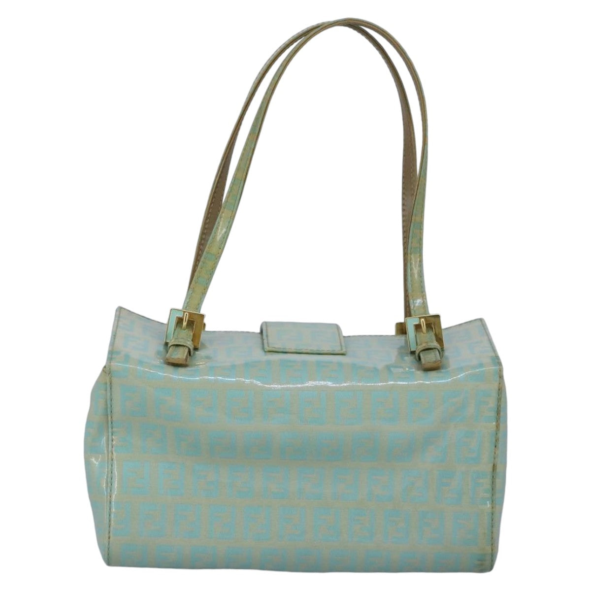 FENDI Zucchino Canvas Hand Bag Patent leather Green 99134