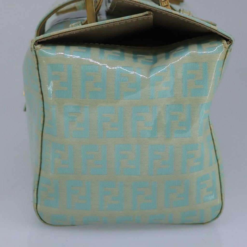 FENDI Zucchino Canvas Hand Bag Patent leather Green 99134