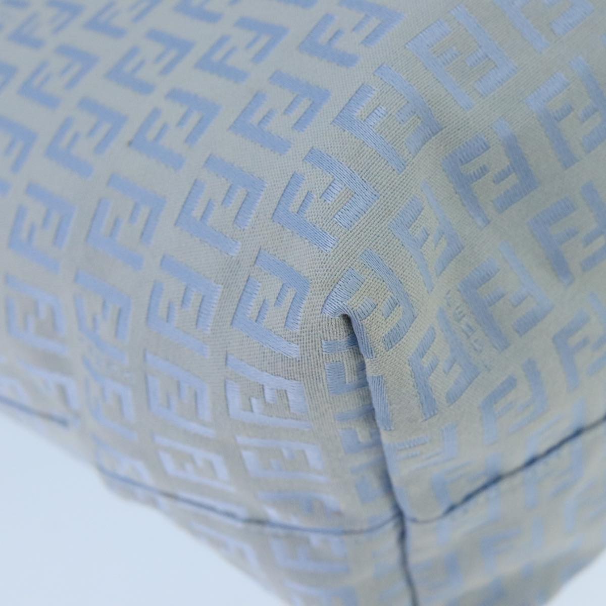 FENDI Zucchino Canvas Tote Bag Blue Silver 99135