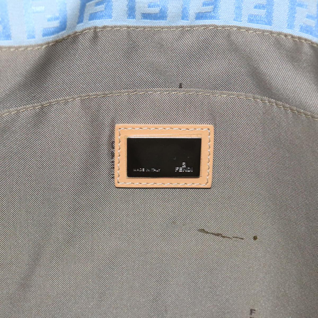 FENDI Zucchino Canvas Tote Bag Blue Silver 99135