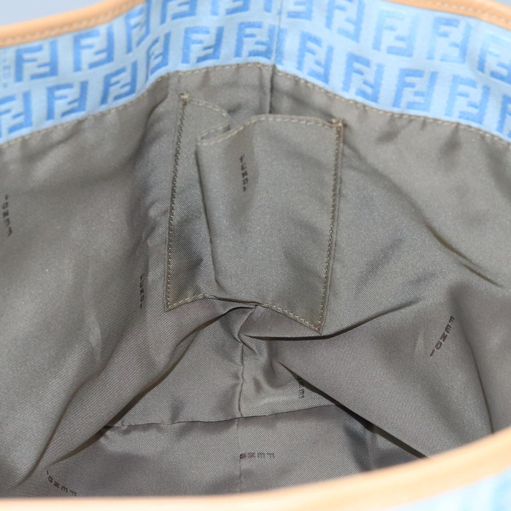 FENDI Zucchino Canvas Tote Bag Blue Silver 99135