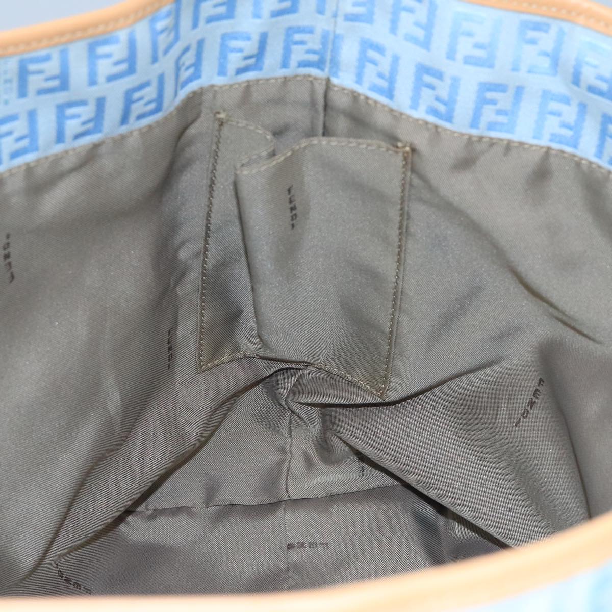 FENDI Zucchino Canvas Tote Bag Blue Silver 99135