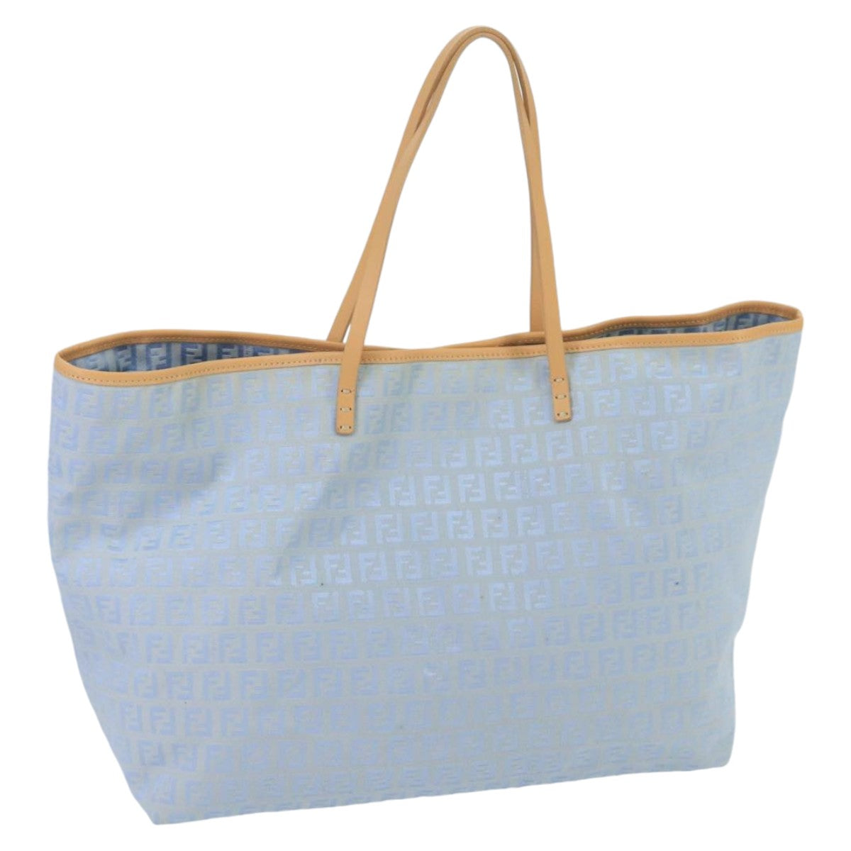 FENDI Zucchino Canvas Tote Bag Blue Silver 99135