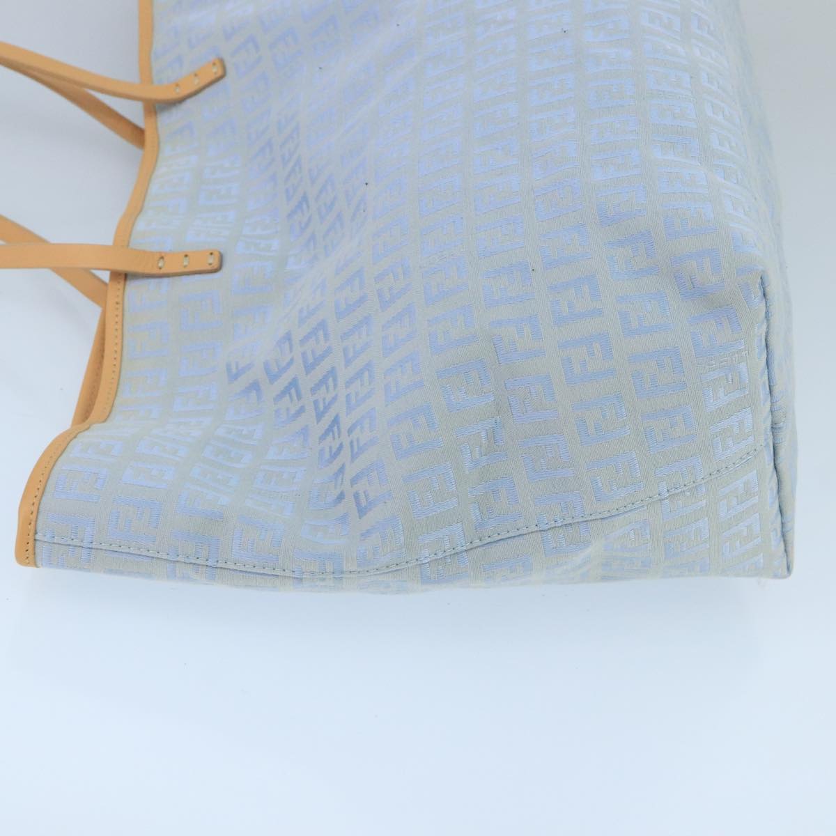 FENDI Zucchino Canvas Tote Bag Blue Silver 99135