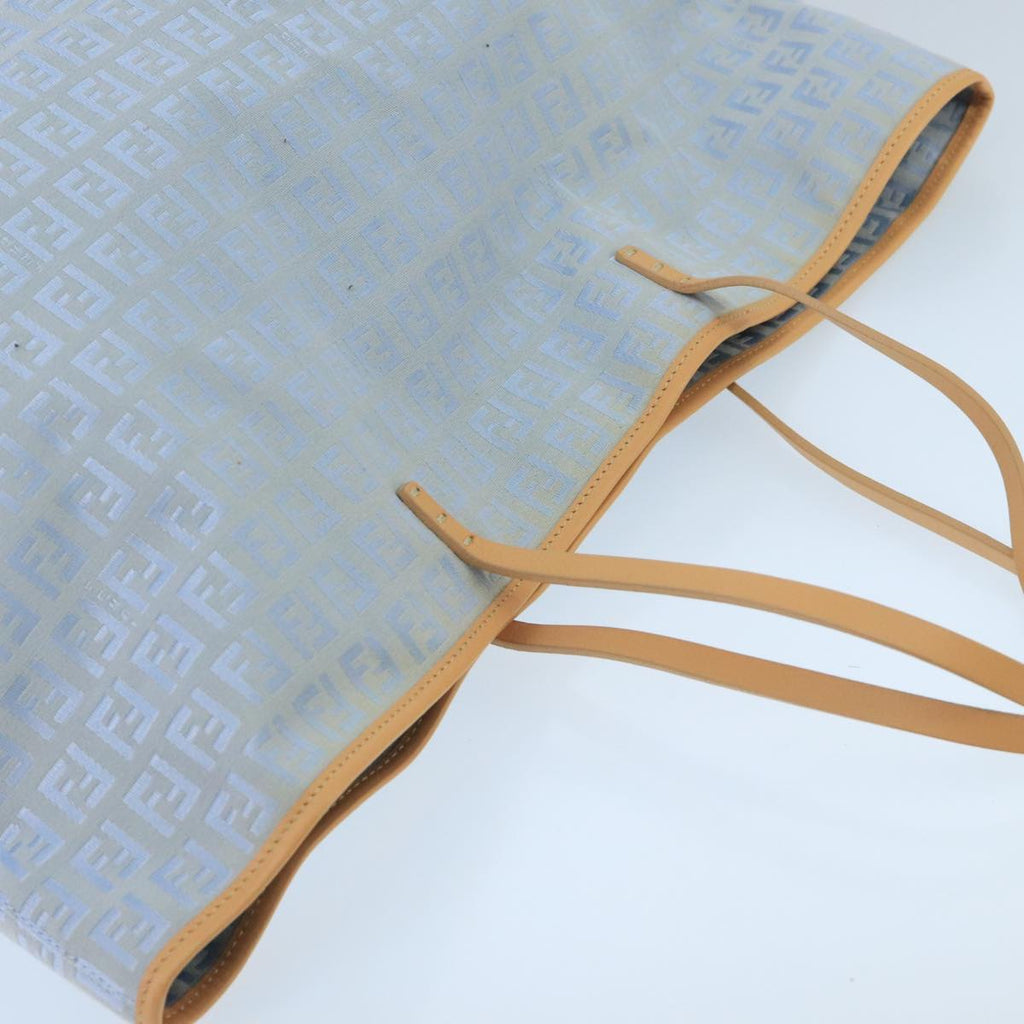 FENDI Zucchino Canvas Tote Bag Blue Silver 99135