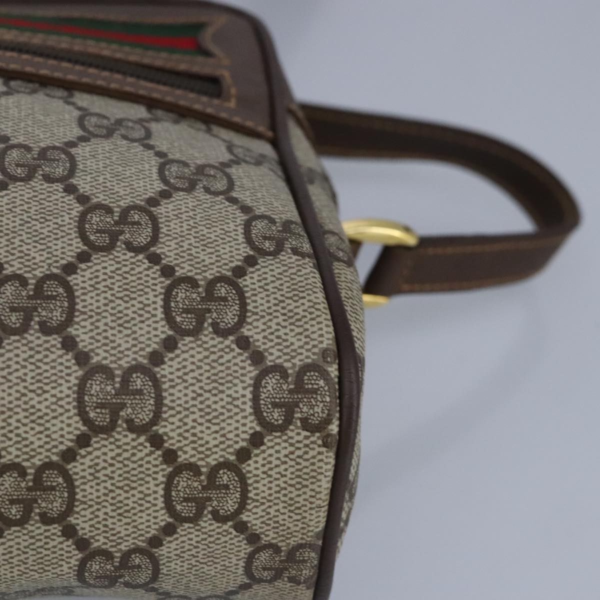GUCCI GG Supreme Web Sherry Line Shoulder Bag PVC Beige Red 99136