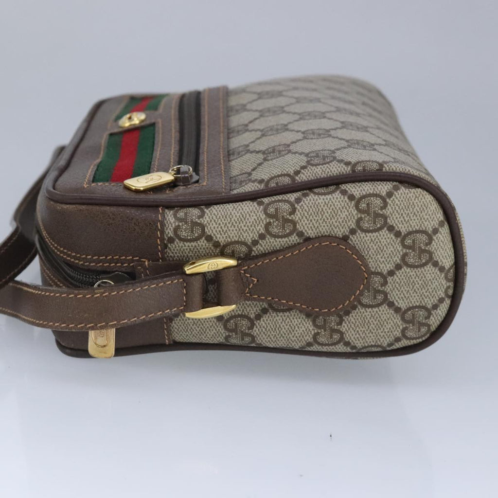 GUCCI GG Supreme Web Sherry Line Shoulder Bag PVC Beige Red 99136