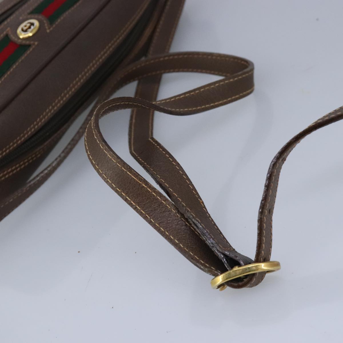 GUCCI GG Supreme Web Sherry Line Shoulder Bag PVC Beige Red 99136