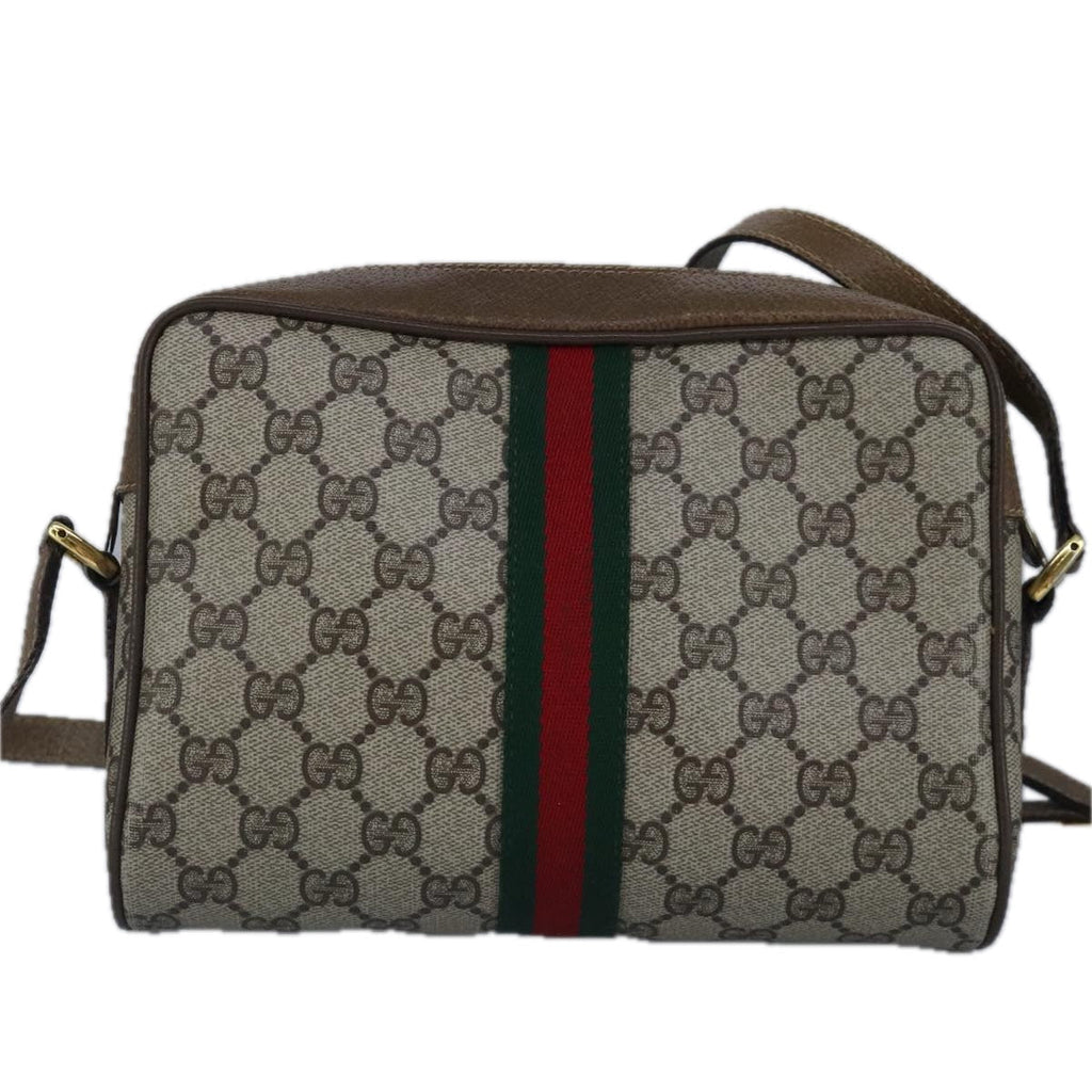 GUCCI GG Supreme Web Sherry Line Shoulder Bag PVC Beige Red 99137