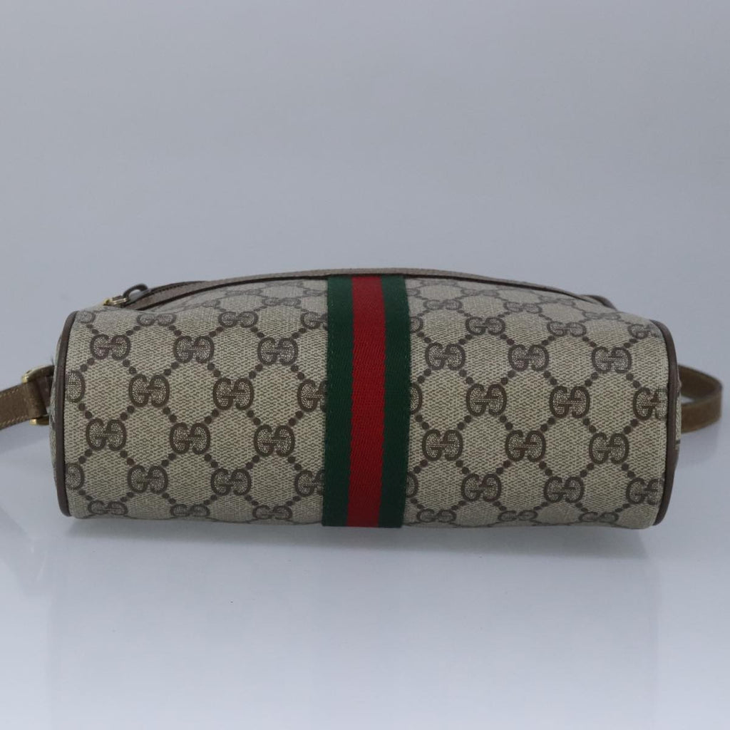 GUCCI GG Supreme Web Sherry Line Shoulder Bag PVC Beige Red 99137