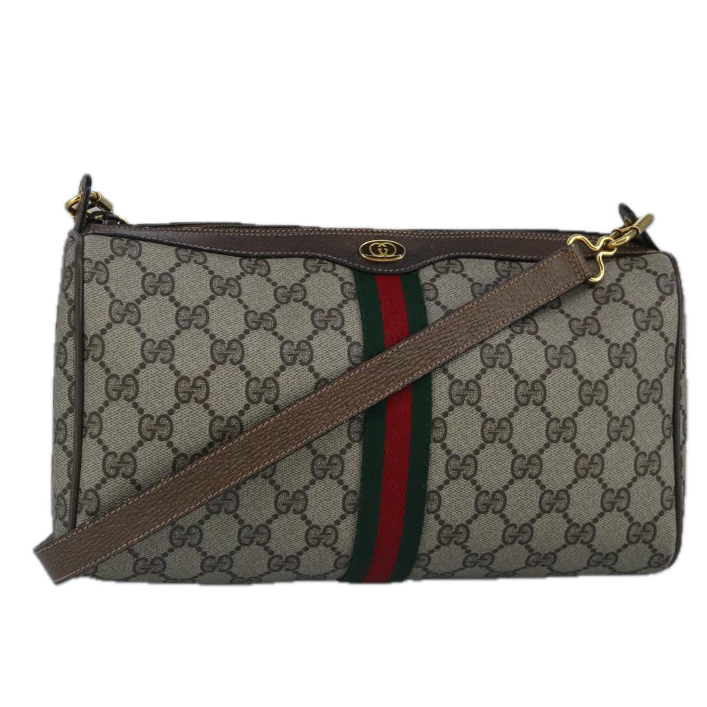 GUCCI GG Supreme Web Sherry Line Shoulder Bag PVC Beige Red 99138