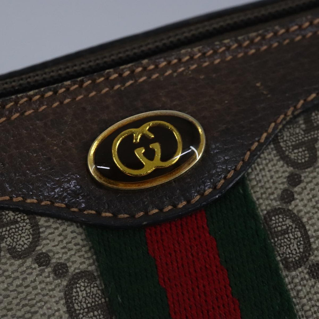 GUCCI GG Supreme Web Sherry Line Shoulder Bag PVC Beige Red 99138