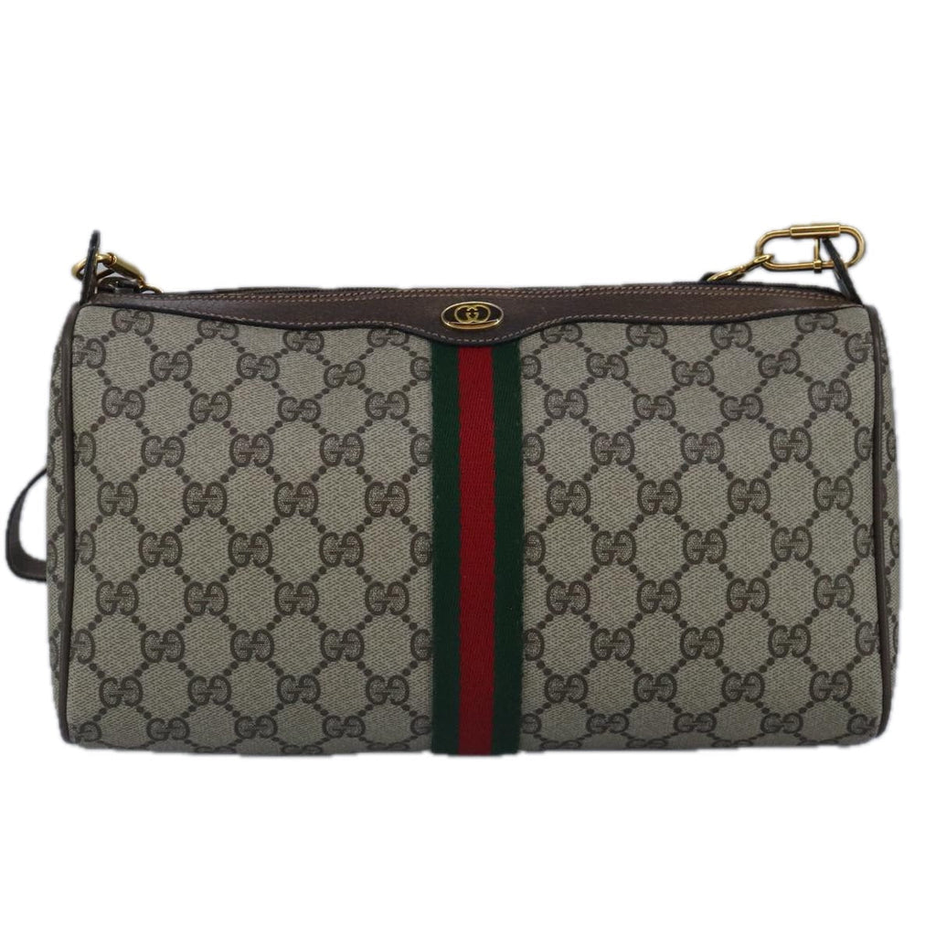 GUCCI GG Supreme Web Sherry Line Shoulder Bag PVC Beige Red 99138