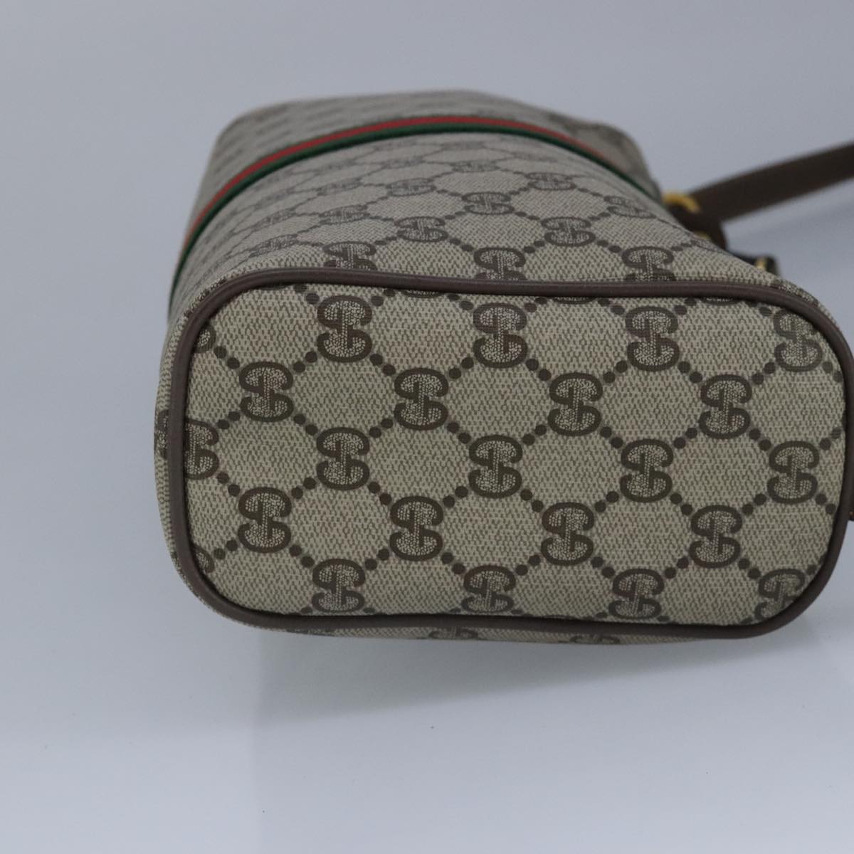 GUCCI GG Supreme Web Sherry Line Shoulder Bag PVC Beige Red 99138