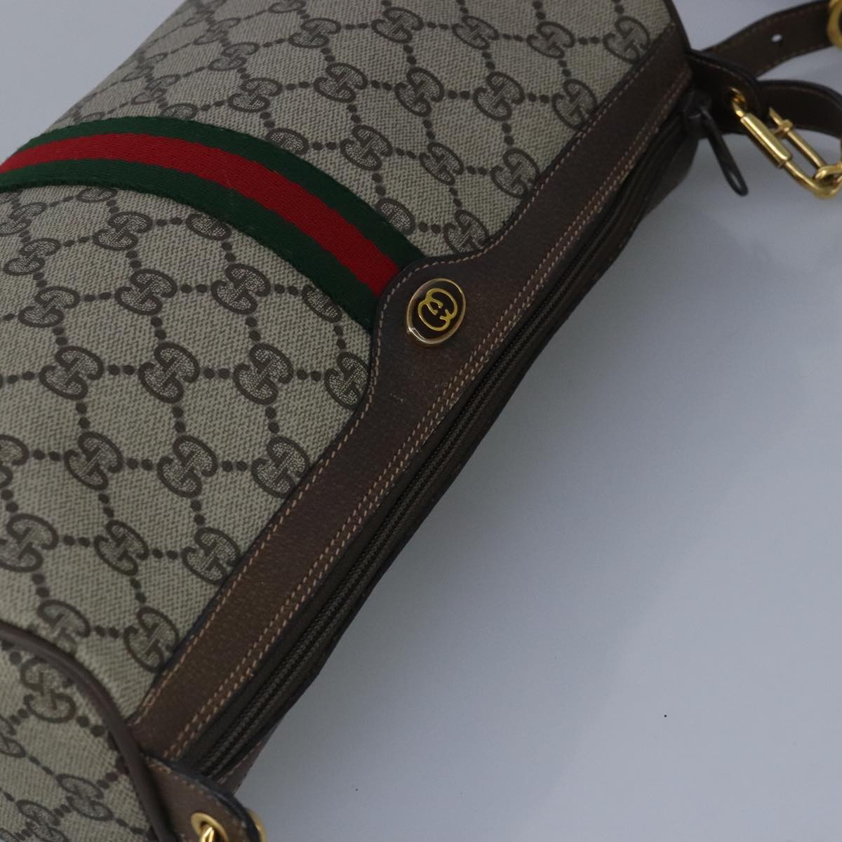 GUCCI GG Supreme Web Sherry Line Shoulder Bag PVC Beige Red 99138