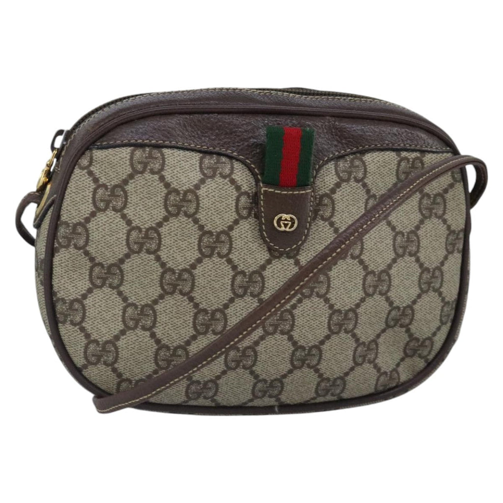 GUCCI GG Supreme Web Sherry Line Shoulder Bag PVC Beige Red 99139