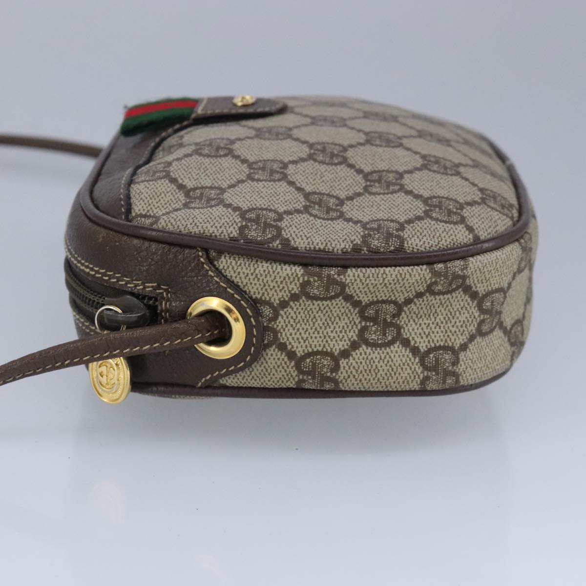 GUCCI GG Supreme Web Sherry Line Shoulder Bag PVC Beige Red 99139
