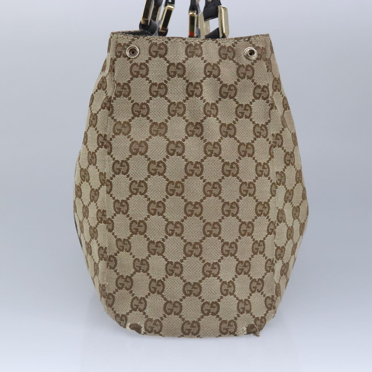 GUCCI GG Canvas Hand Bag Web Sherry Line Beige Gold 211935 99143