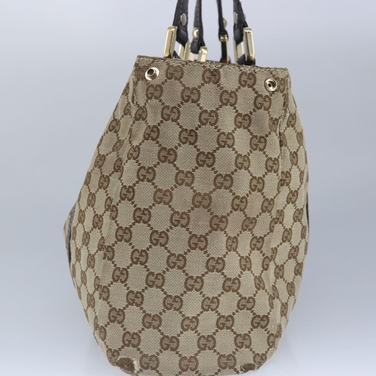 GUCCI GG Canvas Hand Bag Web Sherry Line Beige Gold 211935 99143