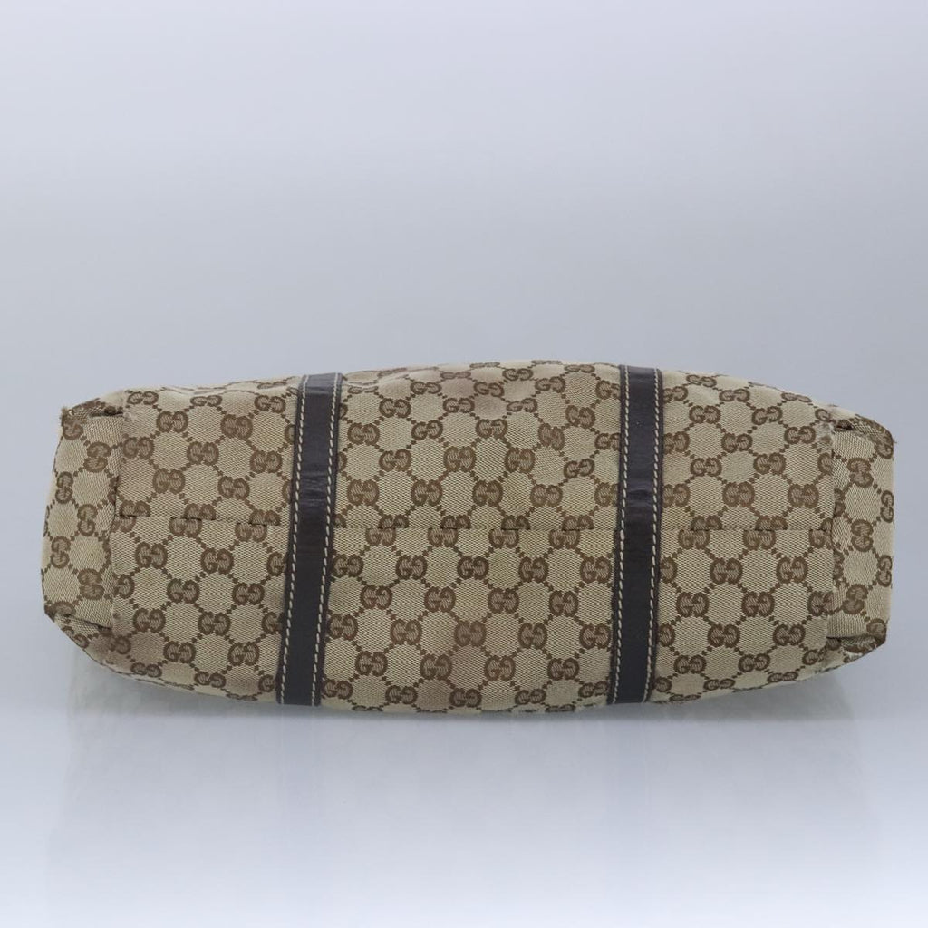 GUCCI GG Canvas Hand Bag Web Sherry Line Beige Gold 211935 99143