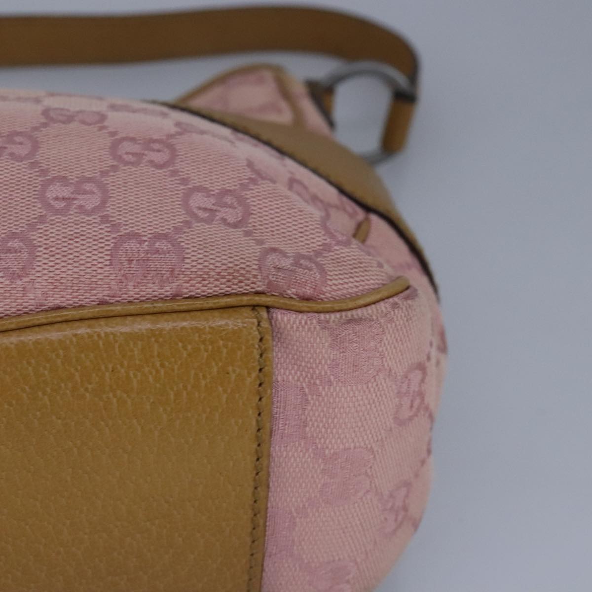 GUCCI GG Canvas Shoulder Bag Pink Beige 113012 99144