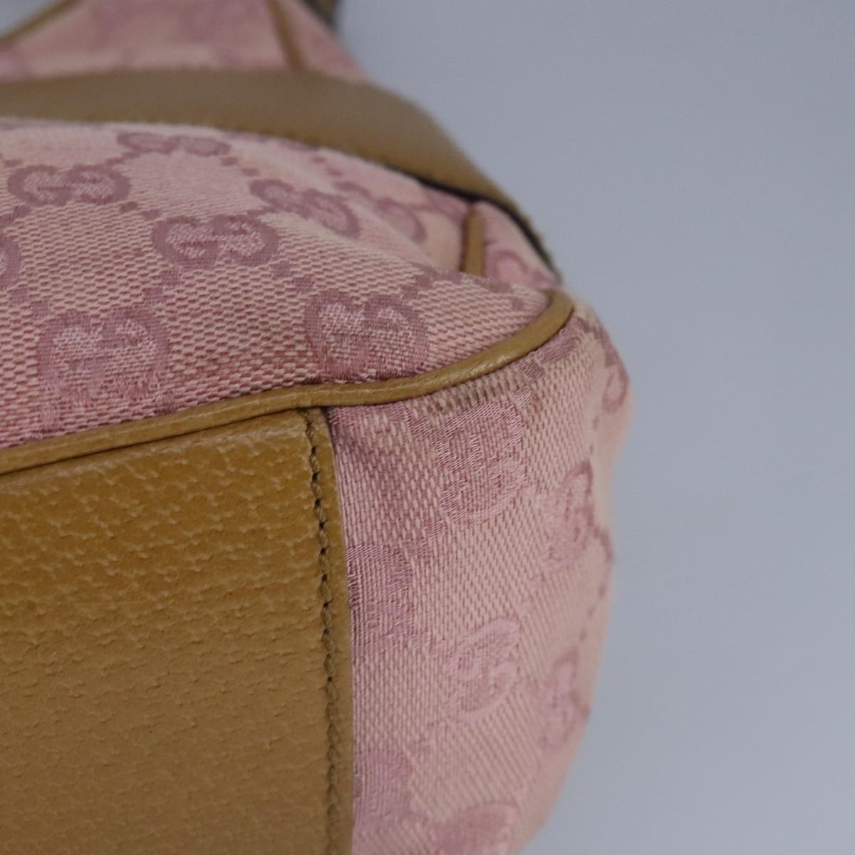 GUCCI GG Canvas Shoulder Bag Pink Beige 113012 99144
