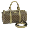 GUCCI GG Crystal Hand Bag 2way Beige Gold 203696 99145