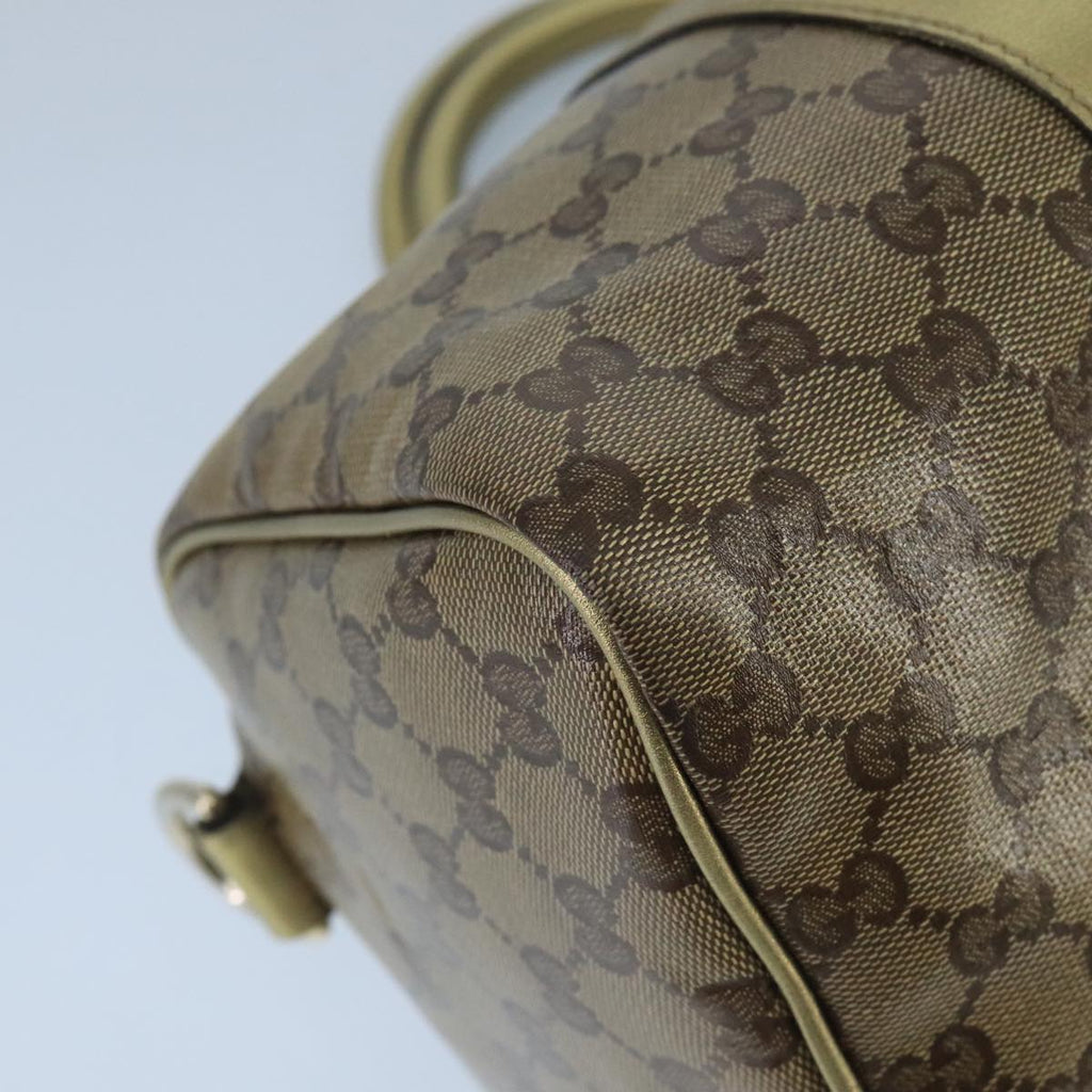 GUCCI GG Crystal Hand Bag 2way Beige Gold 203696 99145