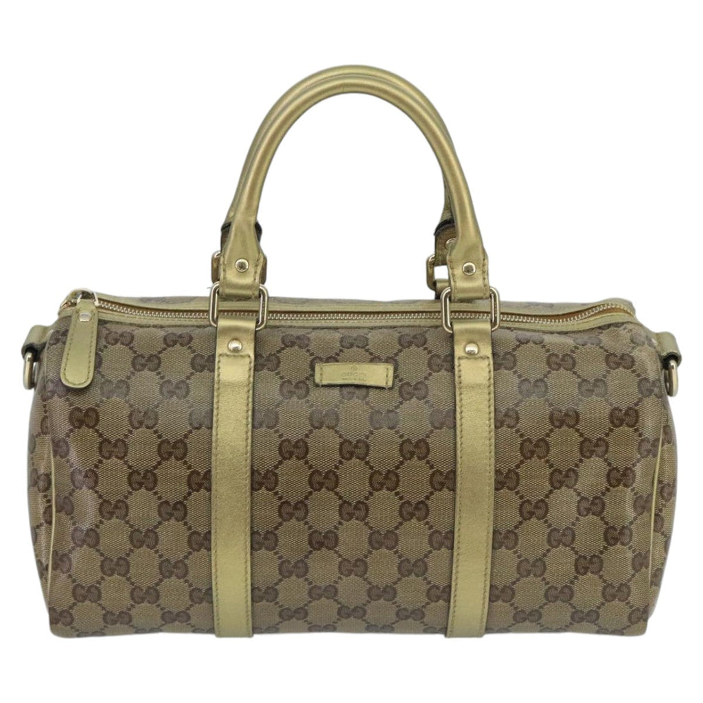 GUCCI GG Crystal Hand Bag 2way Beige Gold 203696 99145