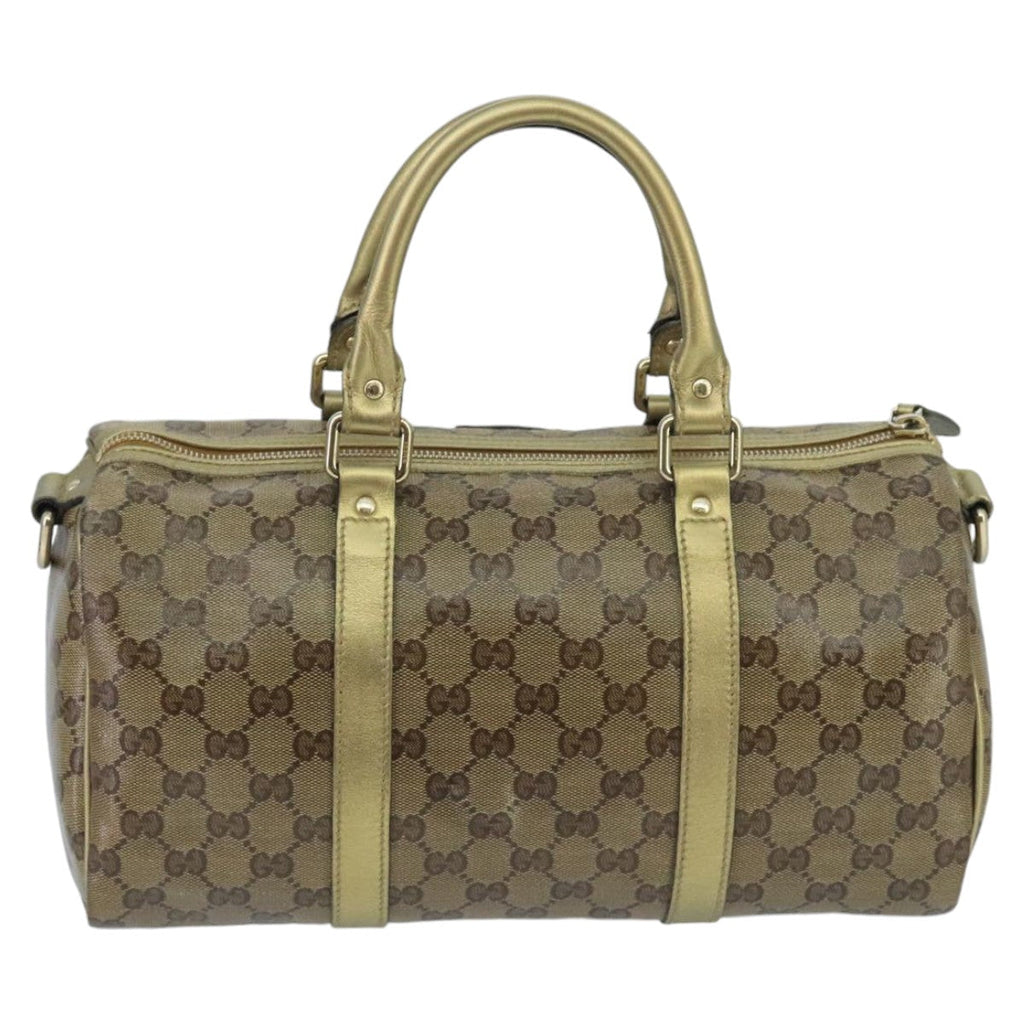 GUCCI GG Crystal Hand Bag 2way Beige Gold 203696 99145