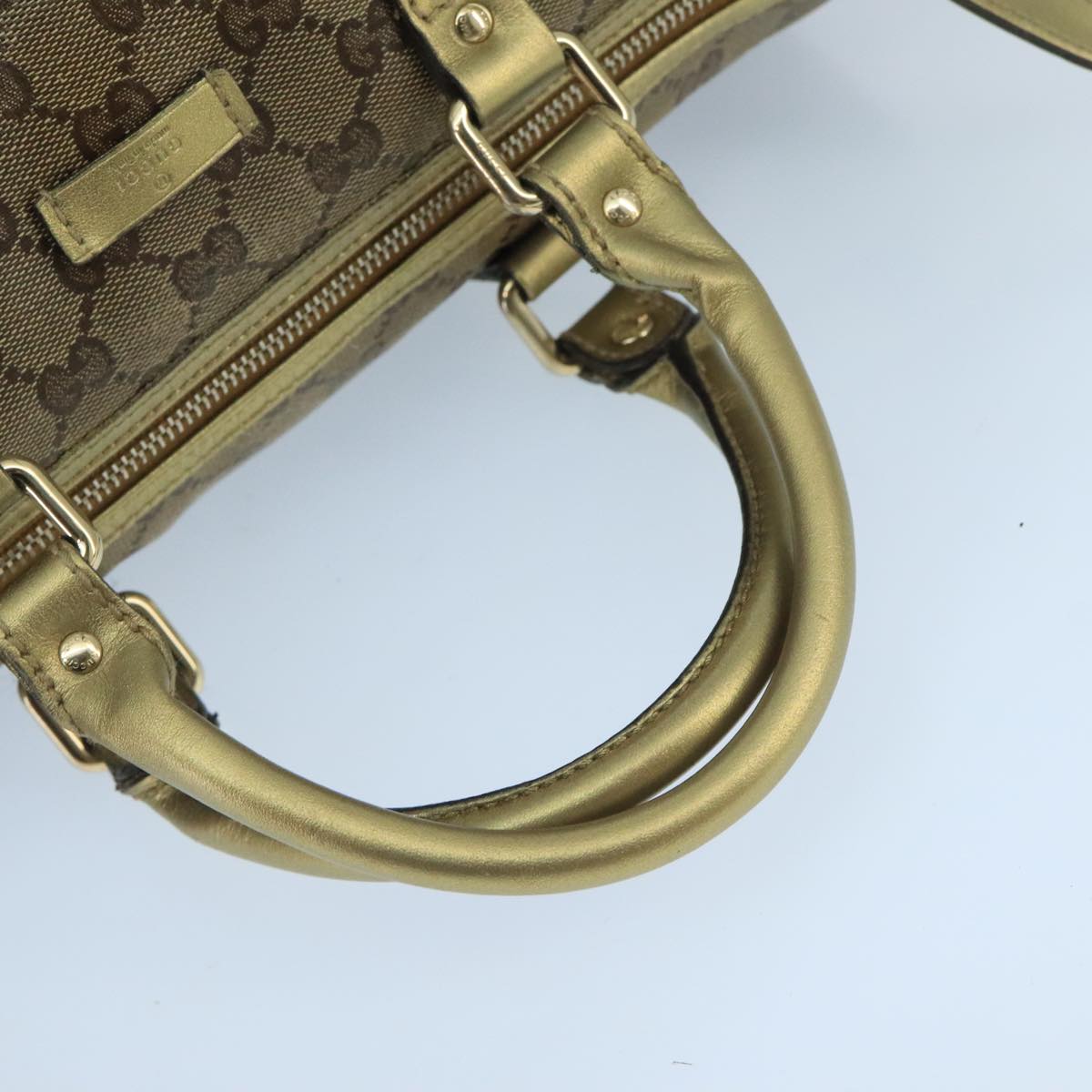 GUCCI GG Crystal Hand Bag 2way Beige Gold 203696 99145