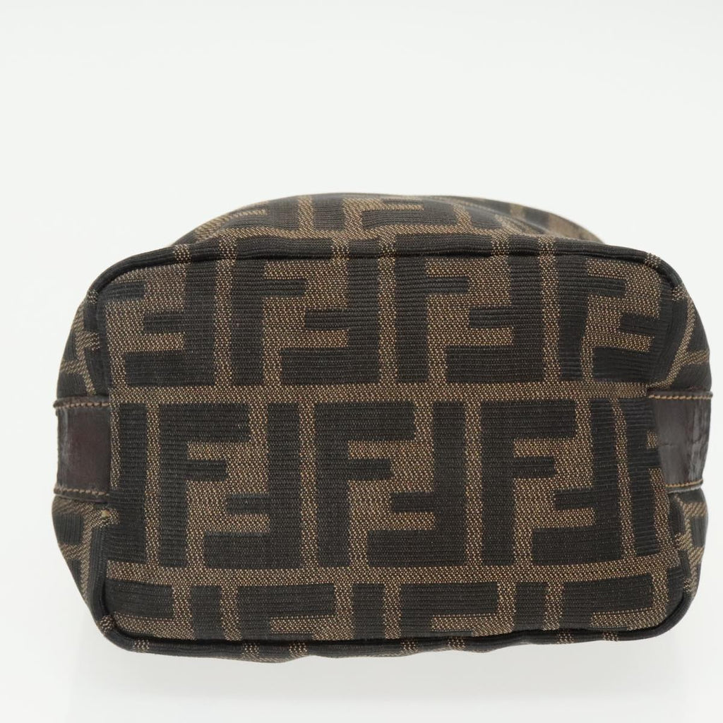 FENDI Zucca Canvas Vanity Pouch Brown Black gold 99147