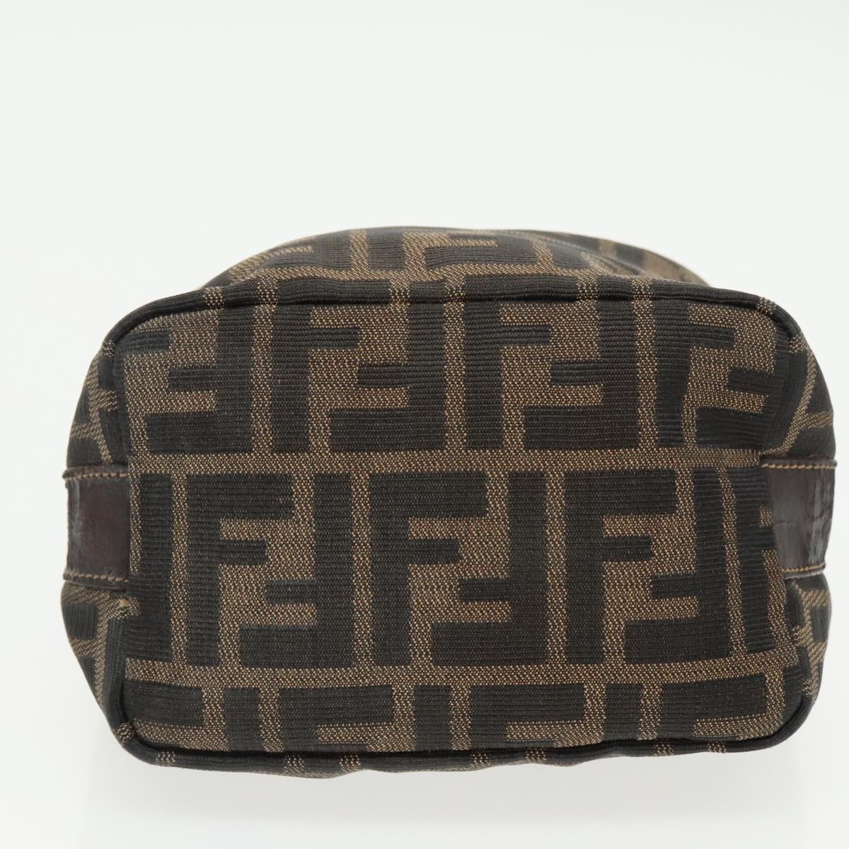 FENDI Zucca Canvas Vanity Pouch Brown Black gold 99147