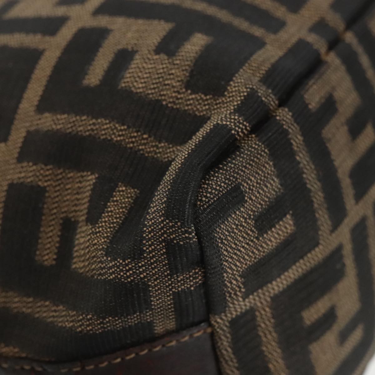 FENDI Zucca Canvas Vanity Pouch Brown Black gold 99147