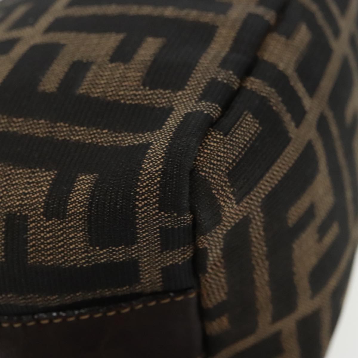 FENDI Zucca Canvas Vanity Pouch Brown Black gold 99147