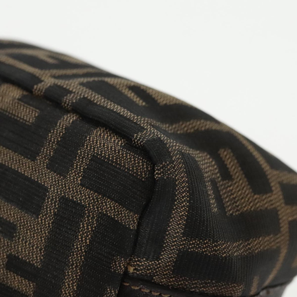 FENDI Zucca Canvas Vanity Pouch Brown Black gold 99147