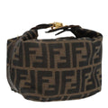FENDI Zucca Canvas Vanity Pouch Brown Black gold 99147