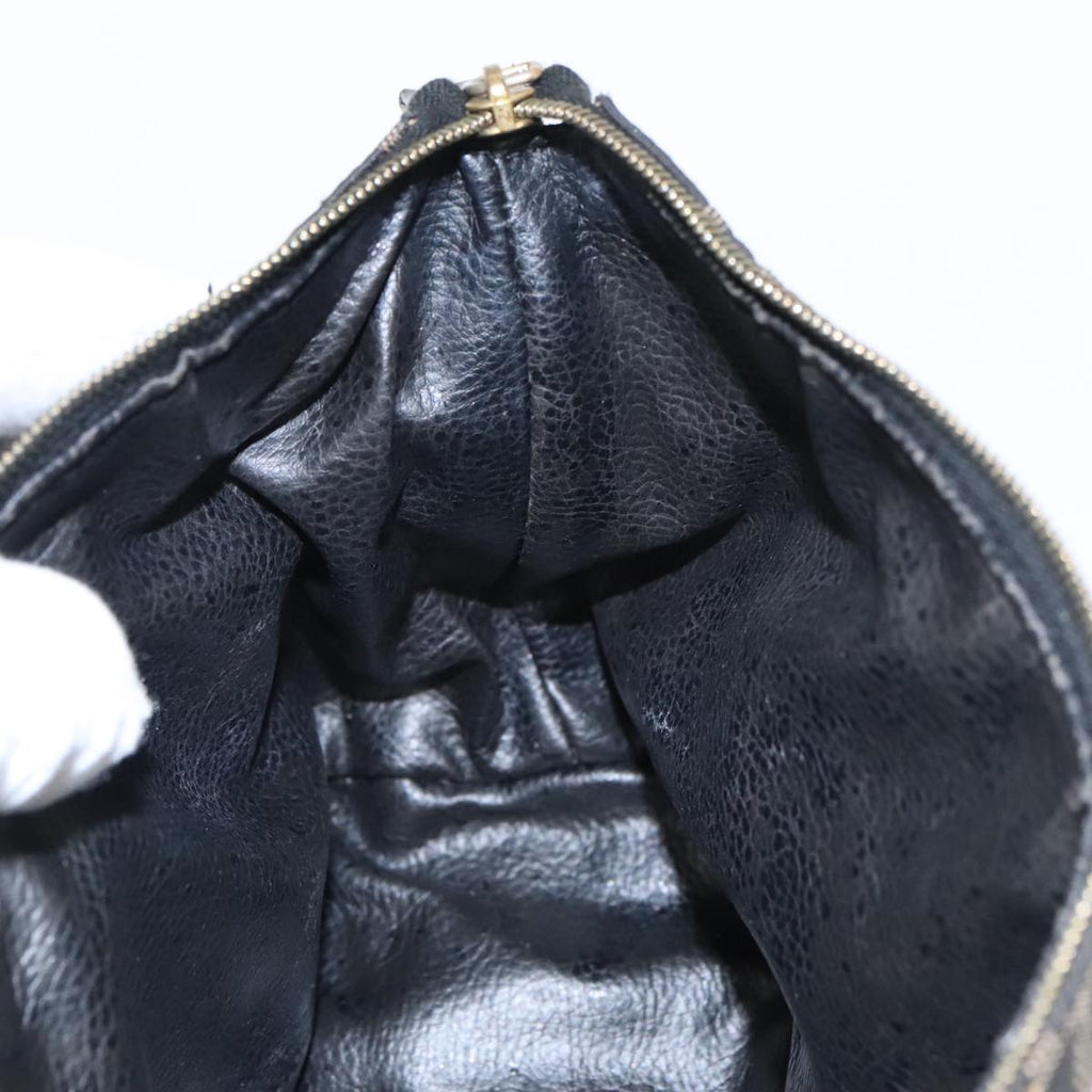 FENDI Zucca Canvas Vanity Pouch Brown Black gold 99147