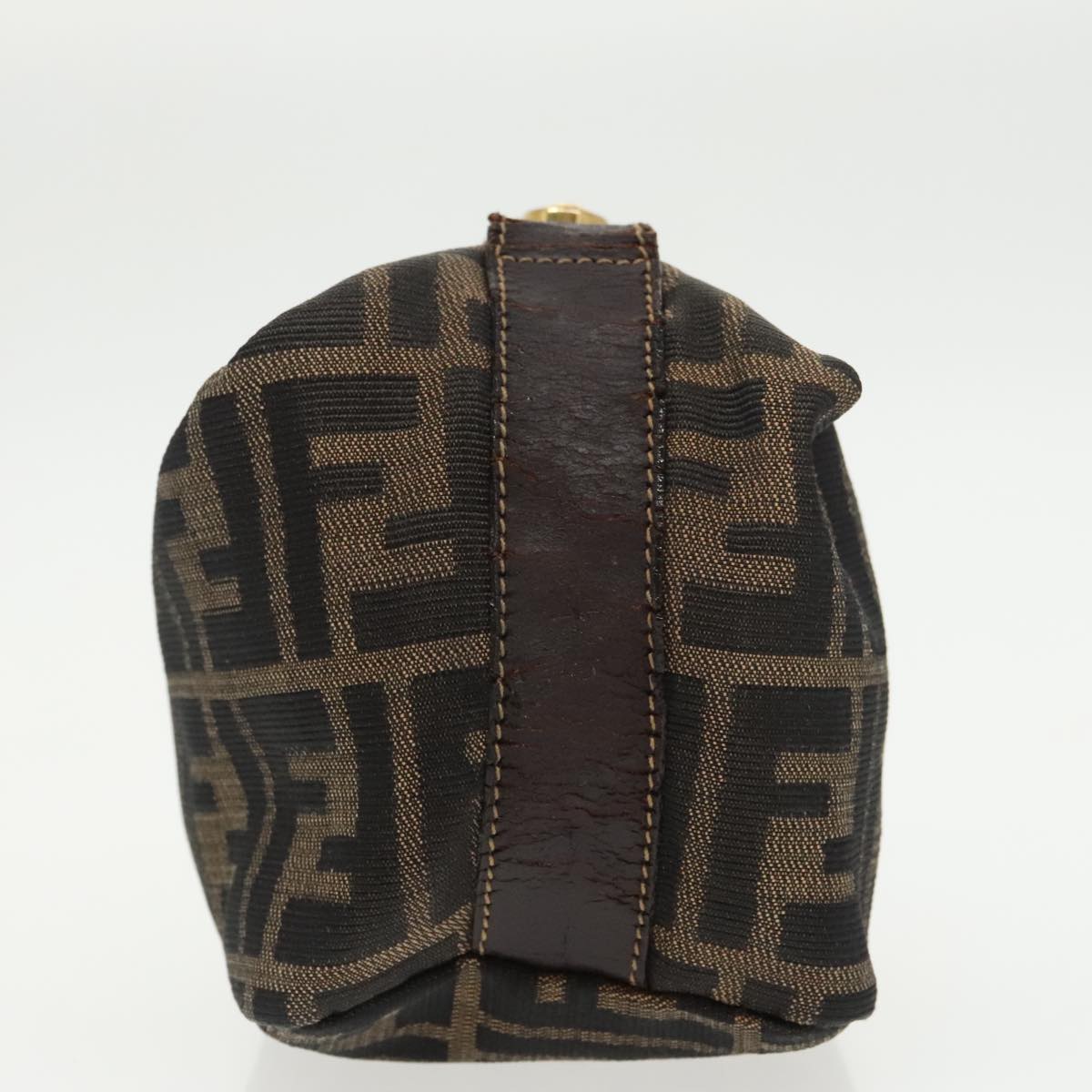 FENDI Zucca Canvas Vanity Pouch Brown Black gold 99147