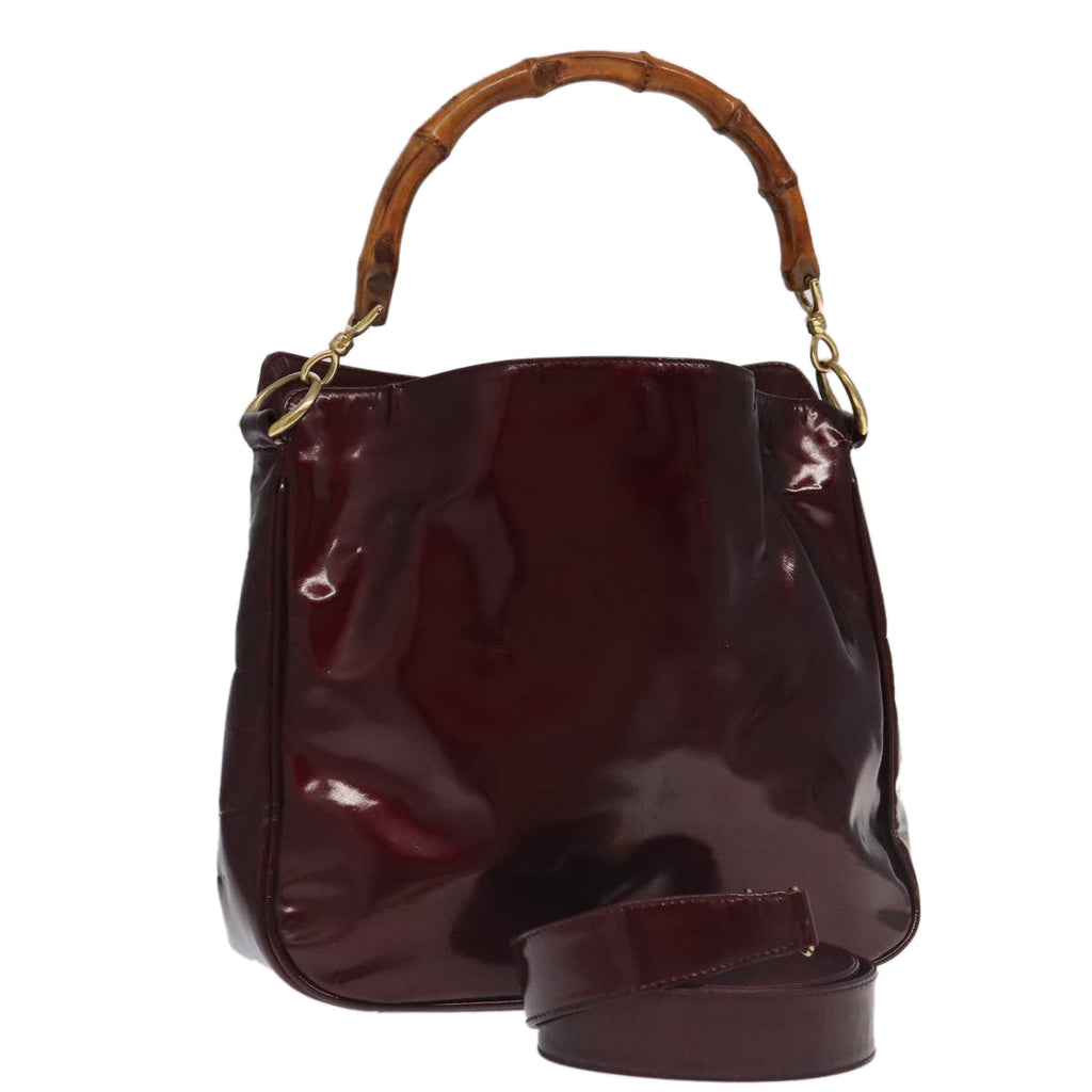 GUCCI Bamboo Hand Bag Patent leather 2way Red 99166
