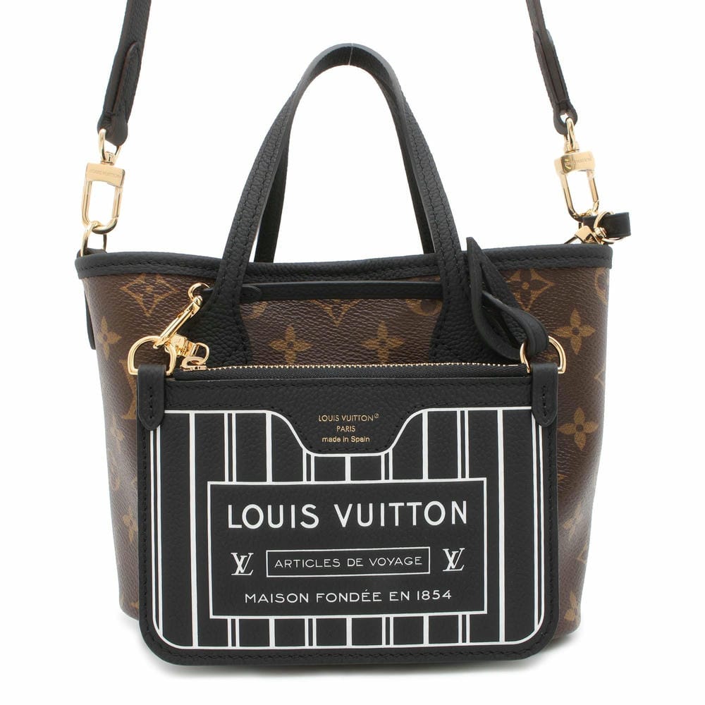 LOUIS VUITTON Neverfull・Inside Out Black M12099 Monogram Grain Leather Size BB
